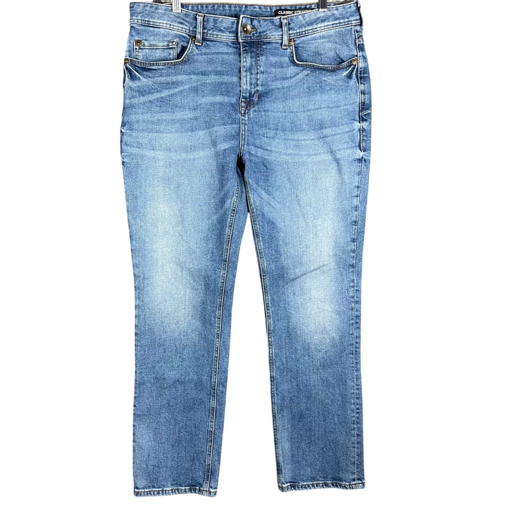 Seven7 Classic Straight Jeans Mens 36x30 Blue Premium Denim Stretch Medium Wash